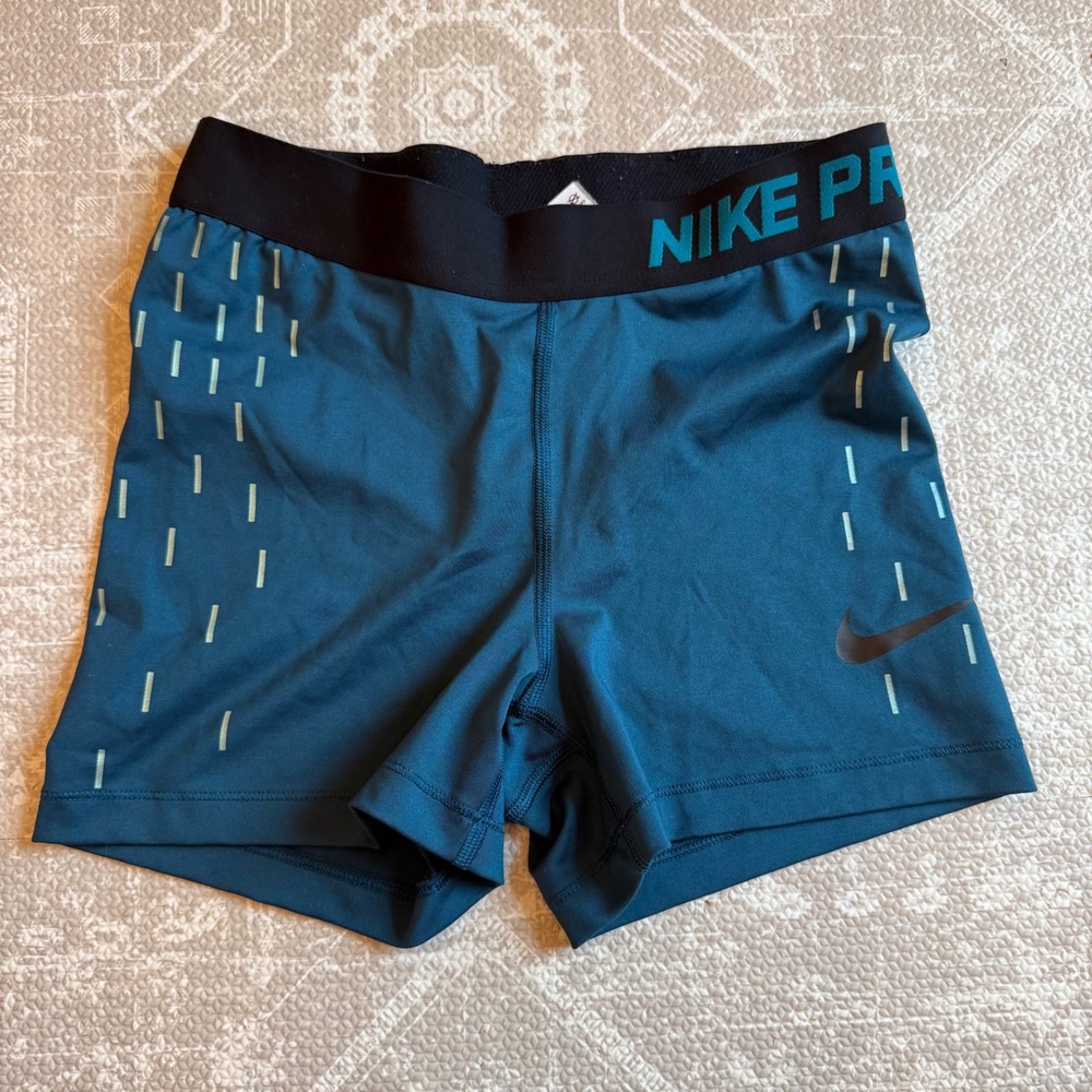 Nike Pro Women Small Teal Blue Graphic